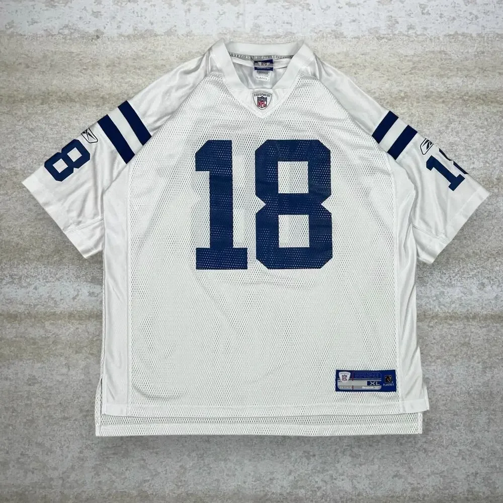 Peyton Manning Indianapolis Colts Jersey Reebok White Polyester Blue On Field_2